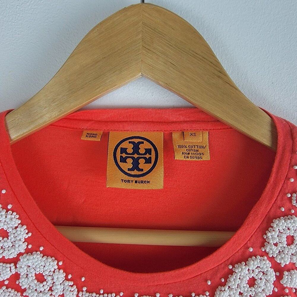 Tory Burch Embellished Long Sleeve Blouse Pink Crew Neck Size XS - Picture 4 of 6